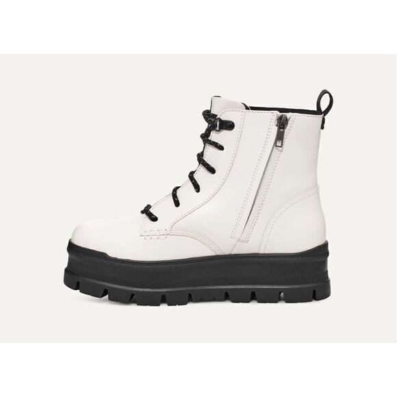 UGG Women's White Black Sidnee Waterproof Platform Lug Combat Boots Size 9 NWOT - Picture 3 of 13